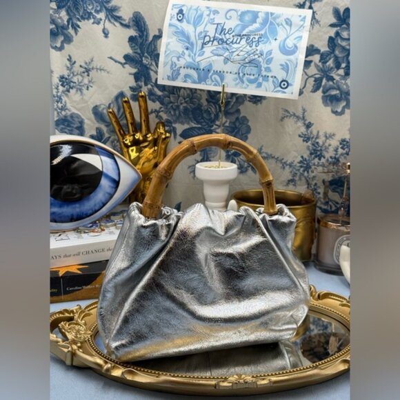 🆕 OROTON 🧿 NWT Gretel Mini Top Handle, Metallic Silver - Picture 9 of 16